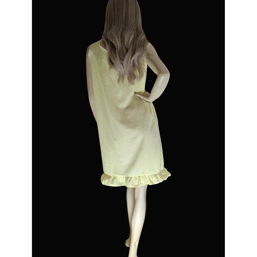 Vintage 70s Yellow Nightie M Coquette Cottagecore Lingerie Babydoll‎ Nightie